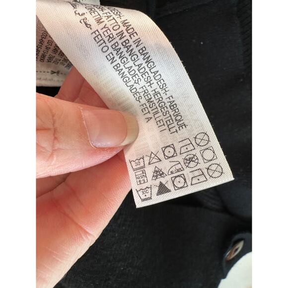 Zara Black Ribbed V-Neck Front Button Long Sleeve Cardigan Sweater S - Picture 9 of 9